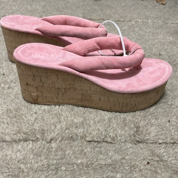 Veronica Beard Thong Platform Wedge Pink Suede 8.5 - Picture 4 of 10